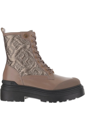 PINKO Love Birds-detail lace-up boots - Brown