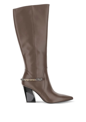 PINKO 90mm chain-embellished boots - Brown