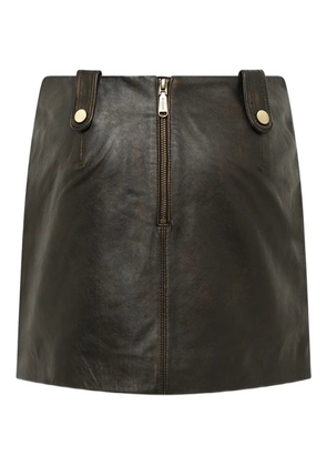 Blugirl treated leather mini skirt - Brown