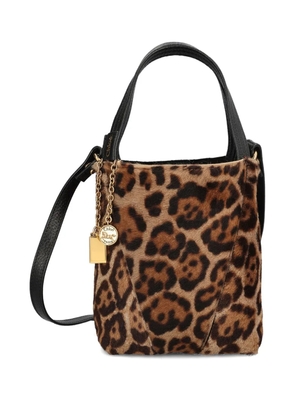 Chloé small leopard-print shearling bucket bag - Brown
