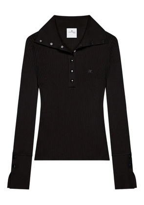 Courrèges ribbed polo top - Black