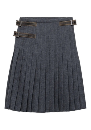Prada pleated leather-strap midi skirt - Grey
