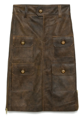 Vaquera leather skirt - Brown