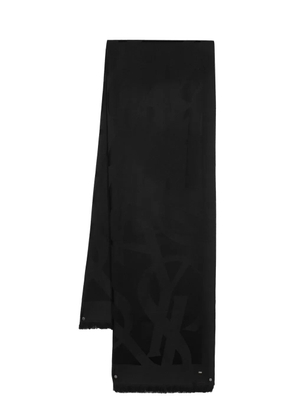 Saint Laurent jacquard-logo wool scarf - Black