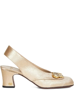Valentino Garavani 60mm Adamantine crystal-embellished slingback pumps - Yellow