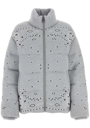 Alanui bandana-print zip-up down jacket - Grey