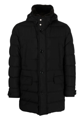 Moorer shearling-collar padded coat - Black