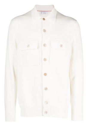 Brunello Cucinelli fine-knit cashmere shirt cardigan - White