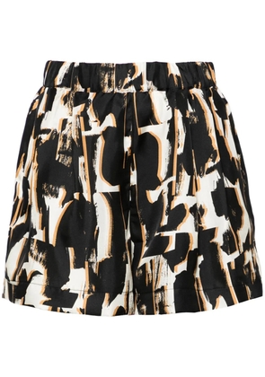 Asceno Zurich abstract-print silk shorts - Black