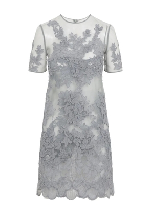 Ermanno Scervino floral-appliqué scalloped dress - Grey