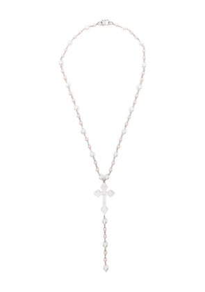 DARKAI Pearls Rosary beaded cross necklace - White