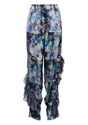 Collina Strada ruffle graphic-print trousers - Blue