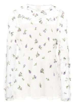 Anna Sui sheer floral-embroidered blouse - White