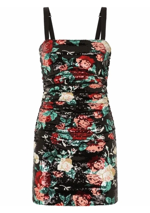 Dolce & Gabbana sequinned floral motif mini dress - Black