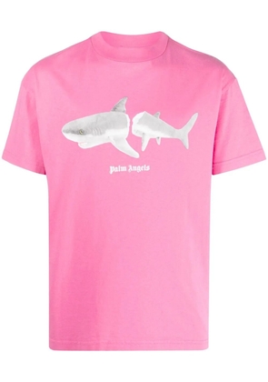 Palm Angels shark-print organic cotton T-shirt - Pink