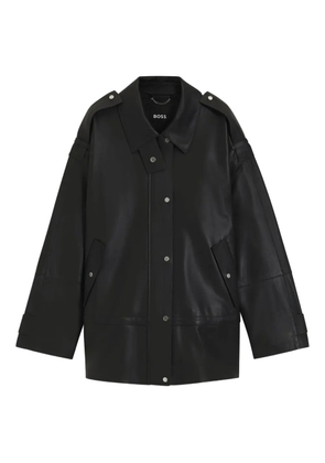 BOSS long-length biker jacket - Black