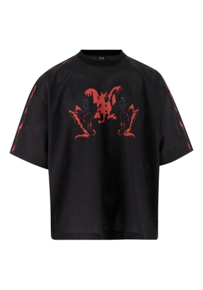 44 LABEL GROUP mesh-panel graphic T-shirt - Black