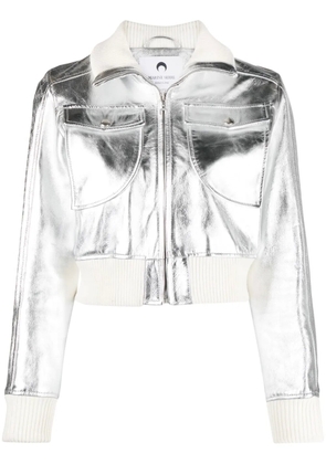 Marine Serre Moonogram-pattern laminated leather jacket - Silver