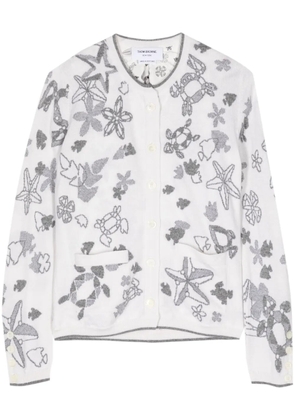 Thom Browne intarsia-knit cashmere cardigan - White