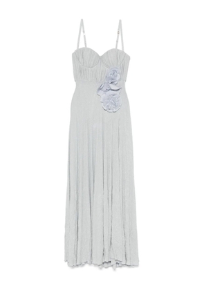 Elisabetta Franchi flower-embroidery lurex gown - Blue