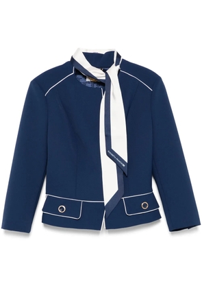 Elisabetta Franchi attached-scarf crepe jacket - Blue