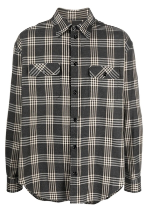 1989 STUDIO logo-print checked cotton shirt - Grey