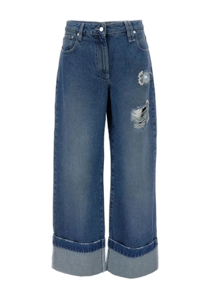 Simone Rocha distressed folded-cuff denim jeans - Blue