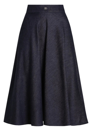 Dolce & Gabbana logo-plaque midi skirt - Blue