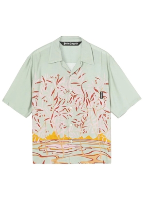 Palm Angels Lagoon-print short-sleeved shirt - Green