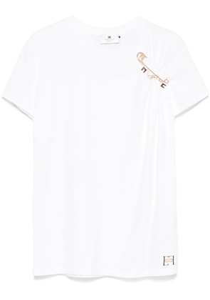 Elisabetta Franchi jewelled-brooch jersey T-shirt - White
