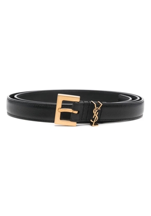 Saint Laurent Cassandre leather belt - Black
