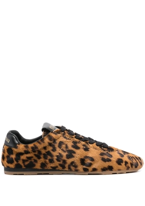 Miu Miu leopard-print sneakers - Brown