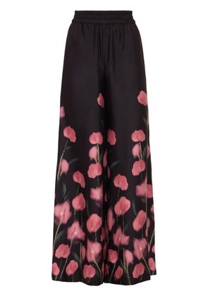 La DoubleJ floral-print palazzo pants - Black