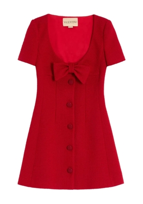 Valentino Garavani short dress in plain wool tweed - Red