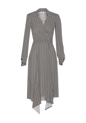 Elisabetta Franchi geometric-print V-neck midi dress - Black