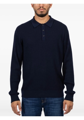 rag & bone Crawford ribbed long-sleeve polo shirt - Blue