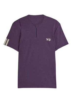 Y-3 zip-neck panelled T-shirt - Purple