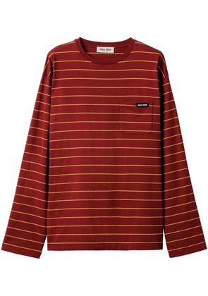Miu Miu long-sleeved cotton T-shirt - Red