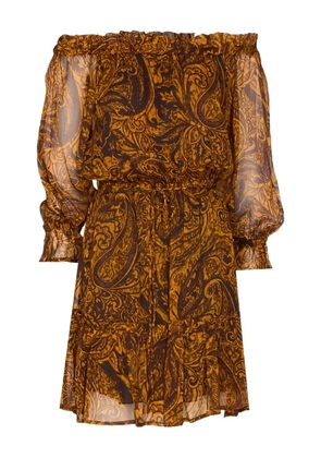 PINKO paisley-print off-shoulder midi dress - Yellow