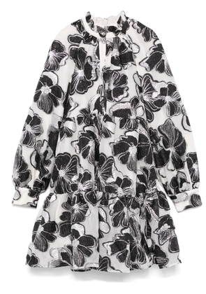 Stine Goya Anemone-jacquard tier mini dress - White