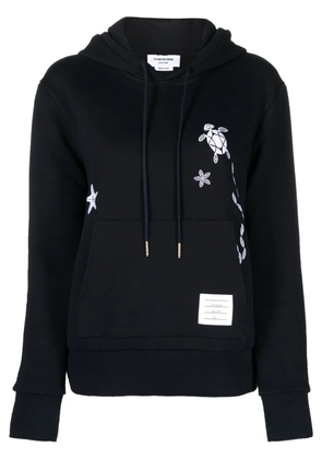 Thom Browne Nautical embroidery cotton hoodie - Blue