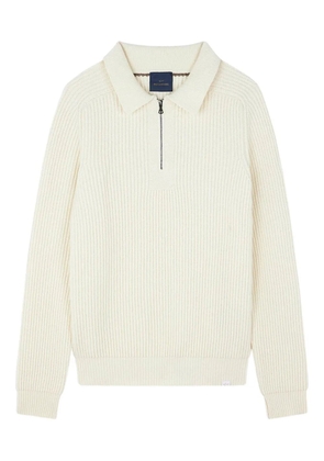 Paul & Shark rib-knit halp-zip sweater - White