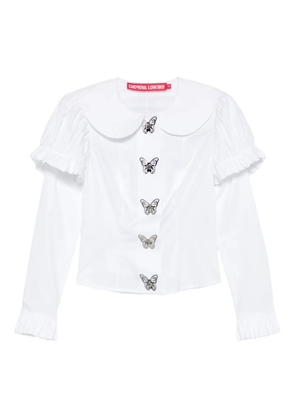 Chopova Lowena butterfly-embellished ruffled shirt - White