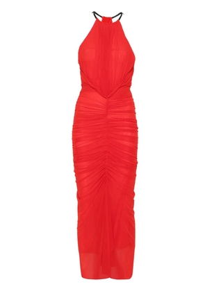 Mugler ruched halterneck maxi dress - Red