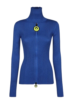 BARROW ribbed high-neck zip-front cardigan - Blue