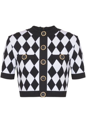 Balmain diamond-jacquard knitted top - White