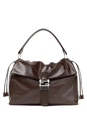 FENDI Flux FF-buckle leather shoulder bag - Brown