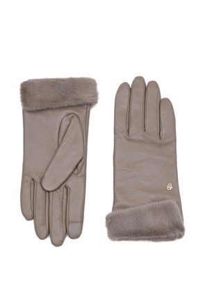 BOSS fur-trim gloves - Brown