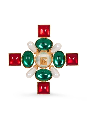 Balmain Baroque bead and crystal brooch - Gold