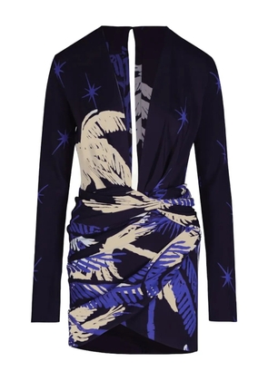 Johanna Ortiz Gangaway long-sleeve printed mini dress - Blue